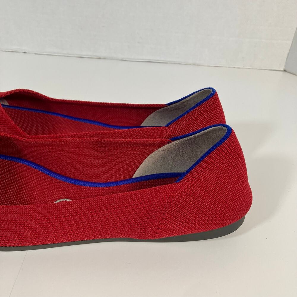 Rothy's The Point Bright Red Knit Fabric Pointed Toe Slip On Ballet Flats - Picture 4 of 16